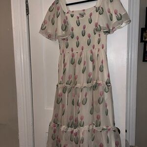JessaKae Tulip Print Smocked Dress